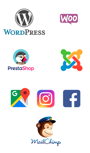 Wordpress prestashop RRSS mailchimp woocommerce como te buscan